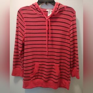 Timing Pink and Black Striped Hoodie